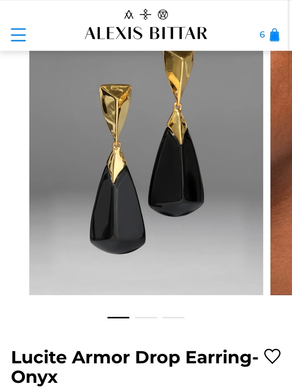 Alexis Bittar Black and Gold Lucite Drop Earrings